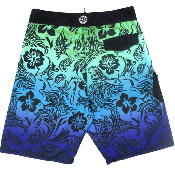 Maui & Sons Trunks Board Shorts Blue Green - Picture 2 of 5